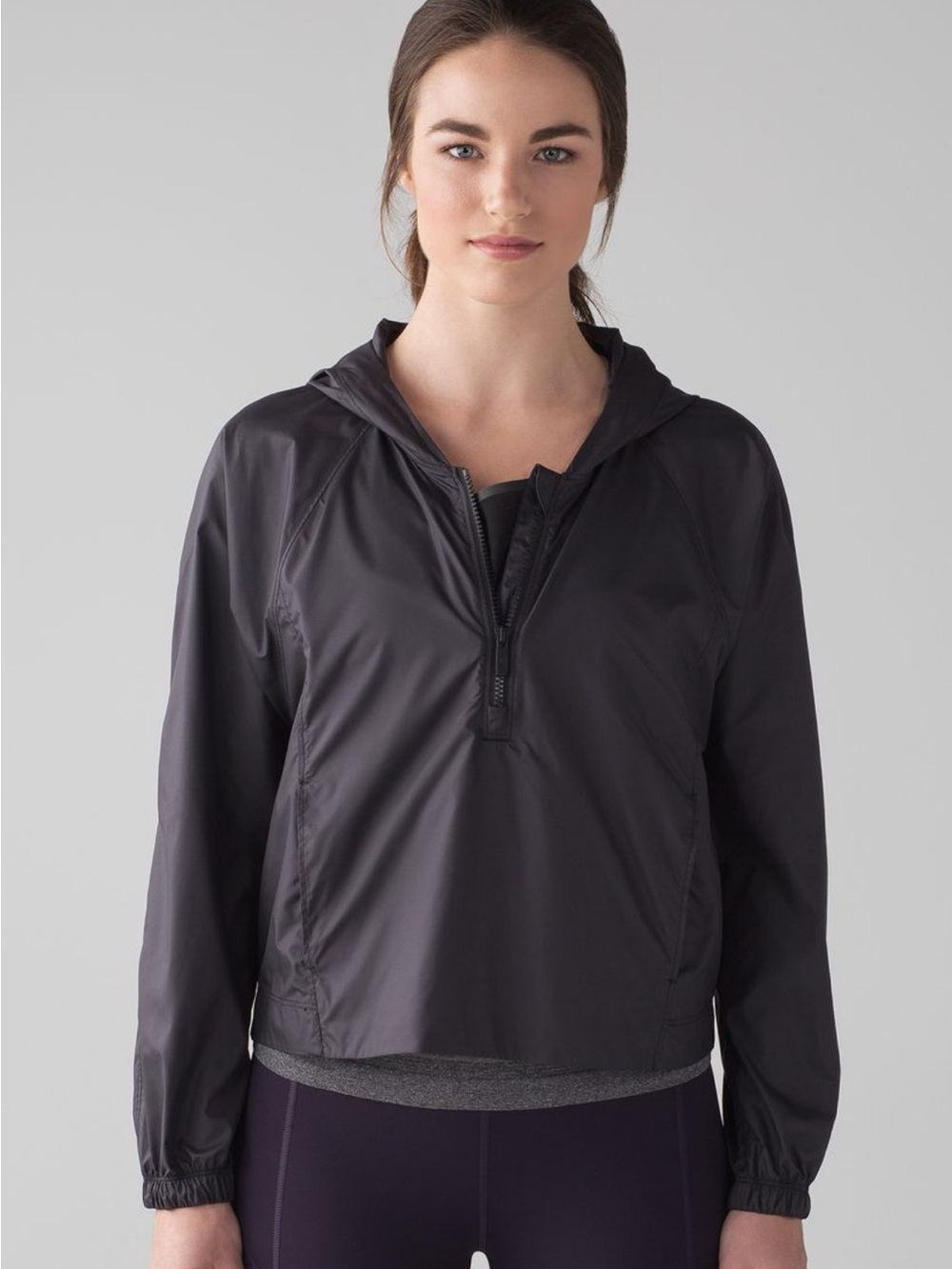 Lululemon I Put A Shell On You Lightweight 1/4 Hooded Pullover Rain Jacket Black